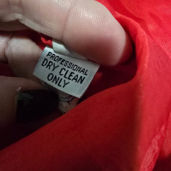 Pauline Trigere Red Wool Jersey Midi Dress Mock Neck Belted Vintage Size 6 - Picture 9 of 11